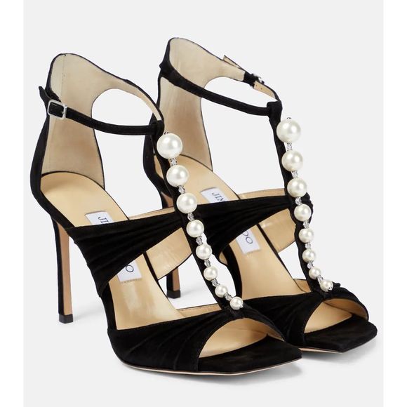 Jimmy Choo Aura 95 Satin Sandals - Picture 1 of 5